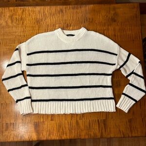 Jenni Kayne Chloe Crewneck Black and Cream Striped Sweater
